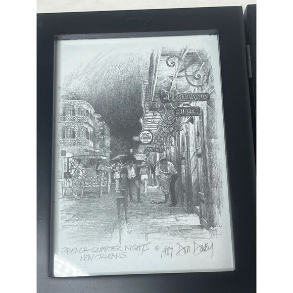 Don Davey Signed Pencil Drawing French Quarter Nights & Royal Street New Orleans - Picture 5 of 8